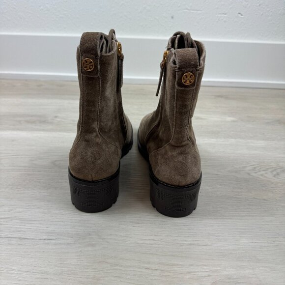 Tory Burch Lace Up Suede Combat Boots Womens 9 Brown Lug Sole - Picture 2 of 7